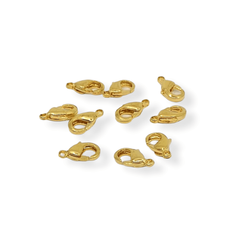 Lobster Clasp- 12 mm -10 pk - Rustfritt Stål Gold plated
