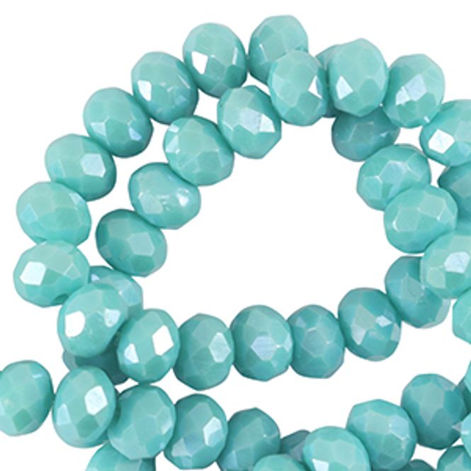 Hovedbilde Fasett perler av Glass- Light Teal Blue-Pearl ...