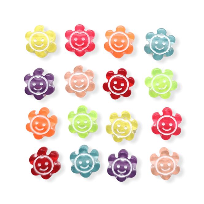Hovedbilde Farget Transparente blomsterperler med hvitt ...