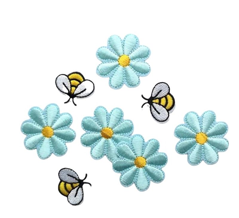 Blomster Patches - Lyseblå