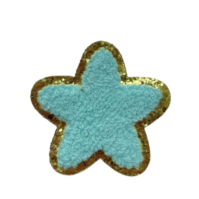 Chenille STJERNE med glitter gullkant