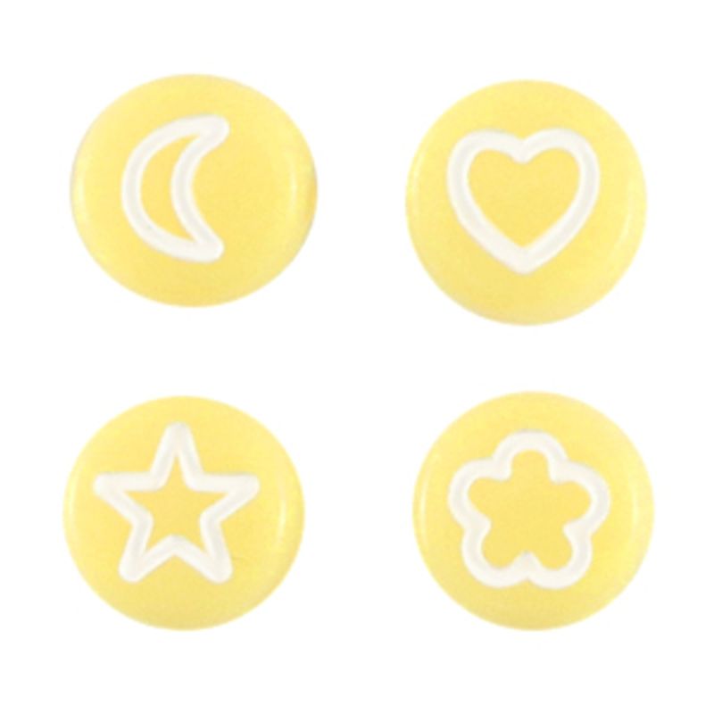 Soft Yellow acrylperler - Div Tegn i hvit